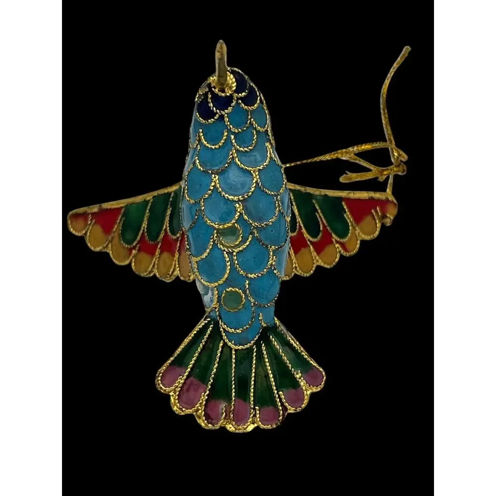 Cloisonne Hummingbird Ornament , Enamel on Copper